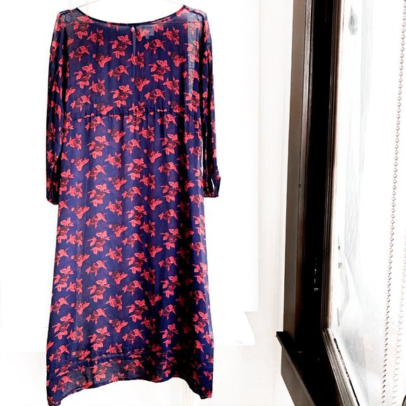madewell sheer long sleeve floral print dress - Picture 5 of 6
